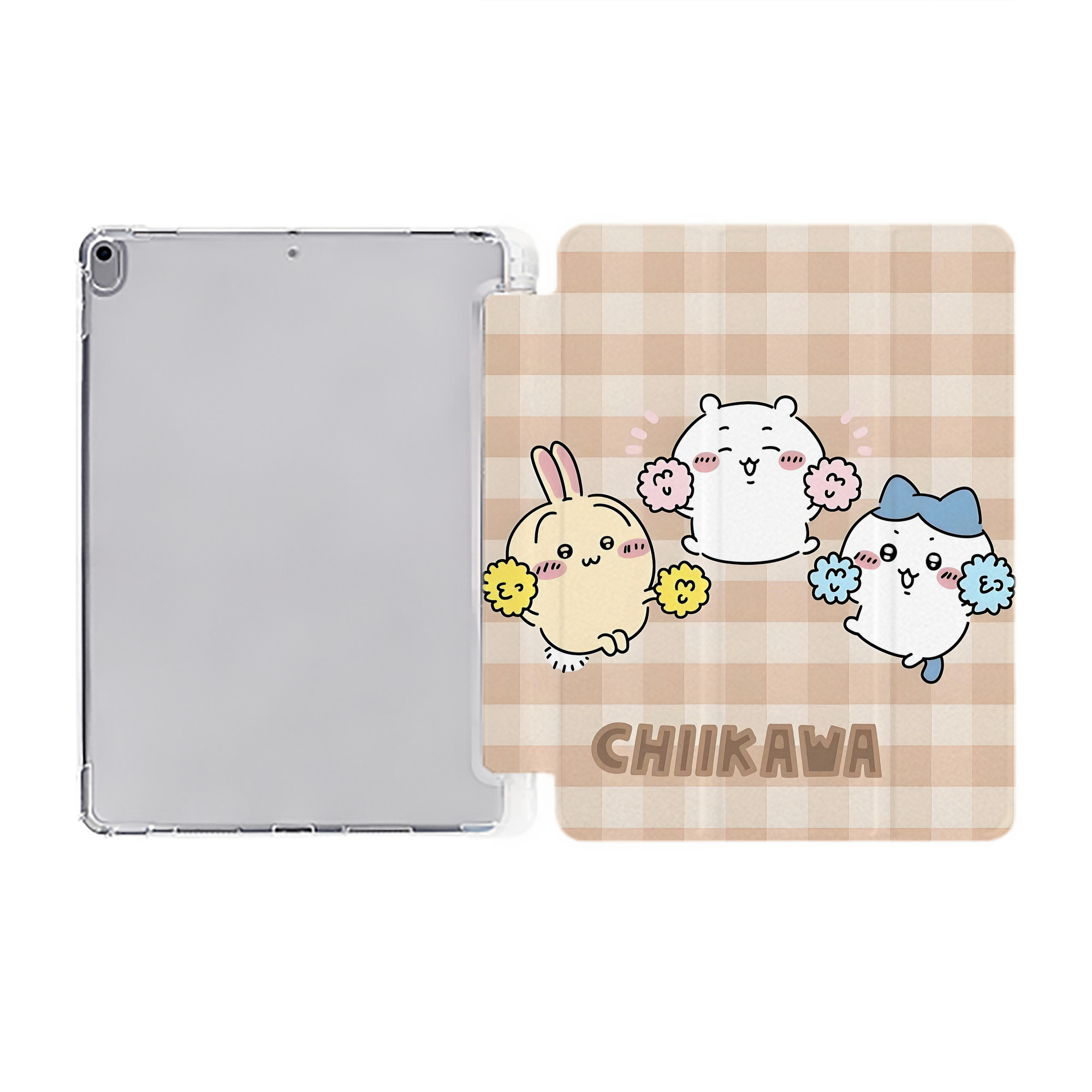 （画像用） ちいかわ Chii-kawa IPad ケース ペン収納付き 三つ折りスタンド PUレザー×シリコン 対応機種9.5/10.5/10.9インチ